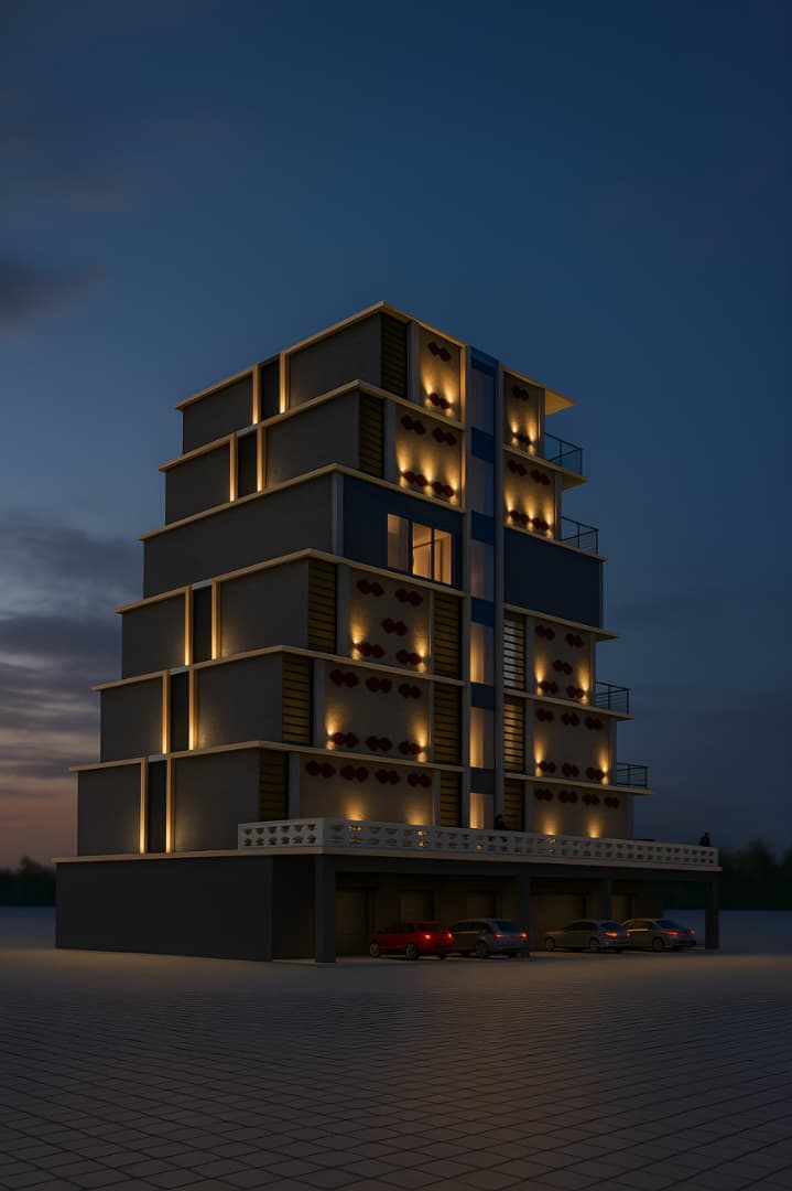 Immeuble collectif R+6 — rendu de nuit