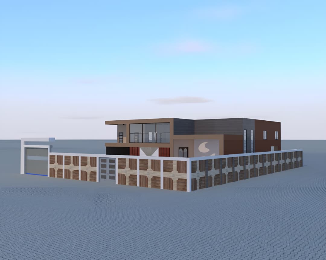 Villa contemporaine avec clôture décorative